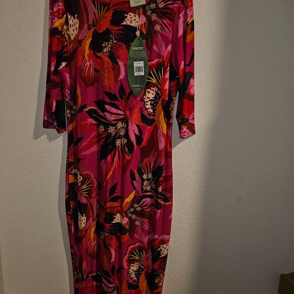 NWT FARM RIO Colorful Flowers Jersey Midi Dress - Picture 9 of 10